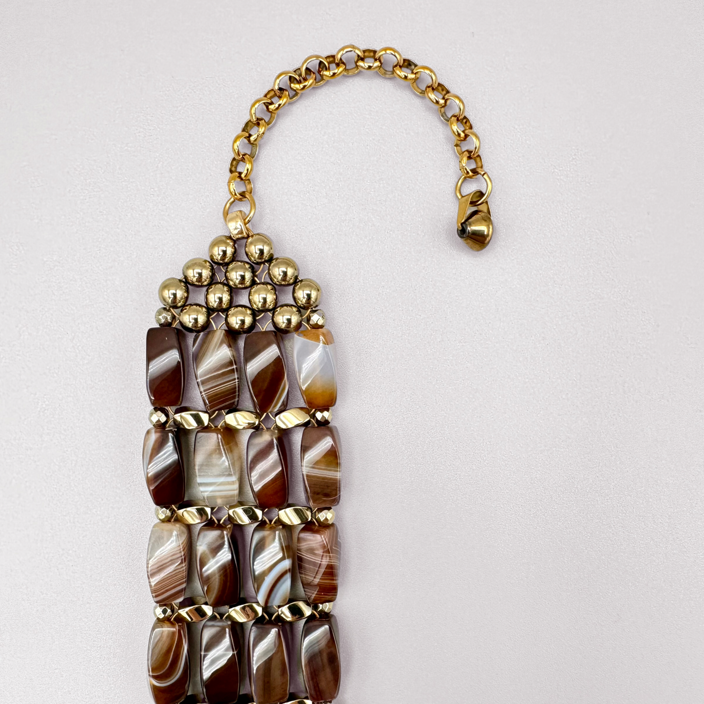 Brown Agate + Gold Choker