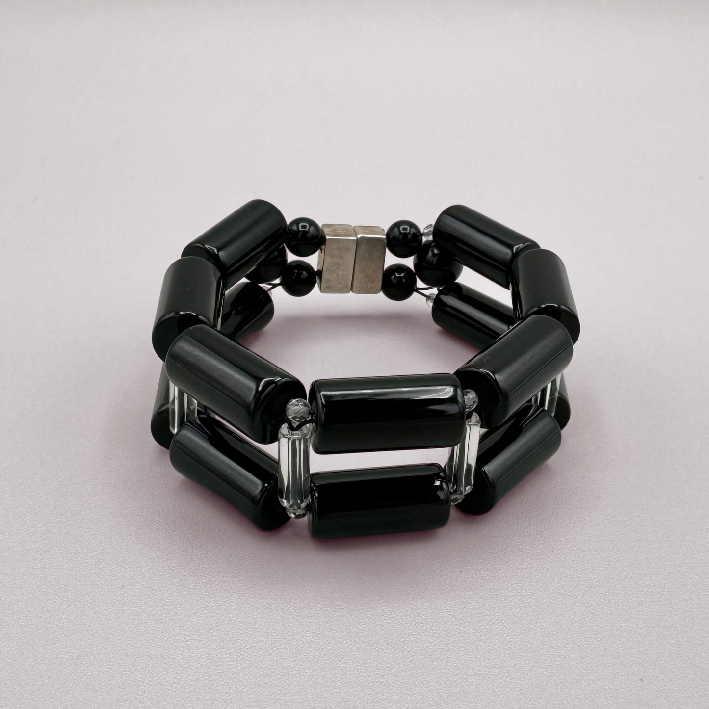 Black Onyx + Clear Quartz Bracelet
