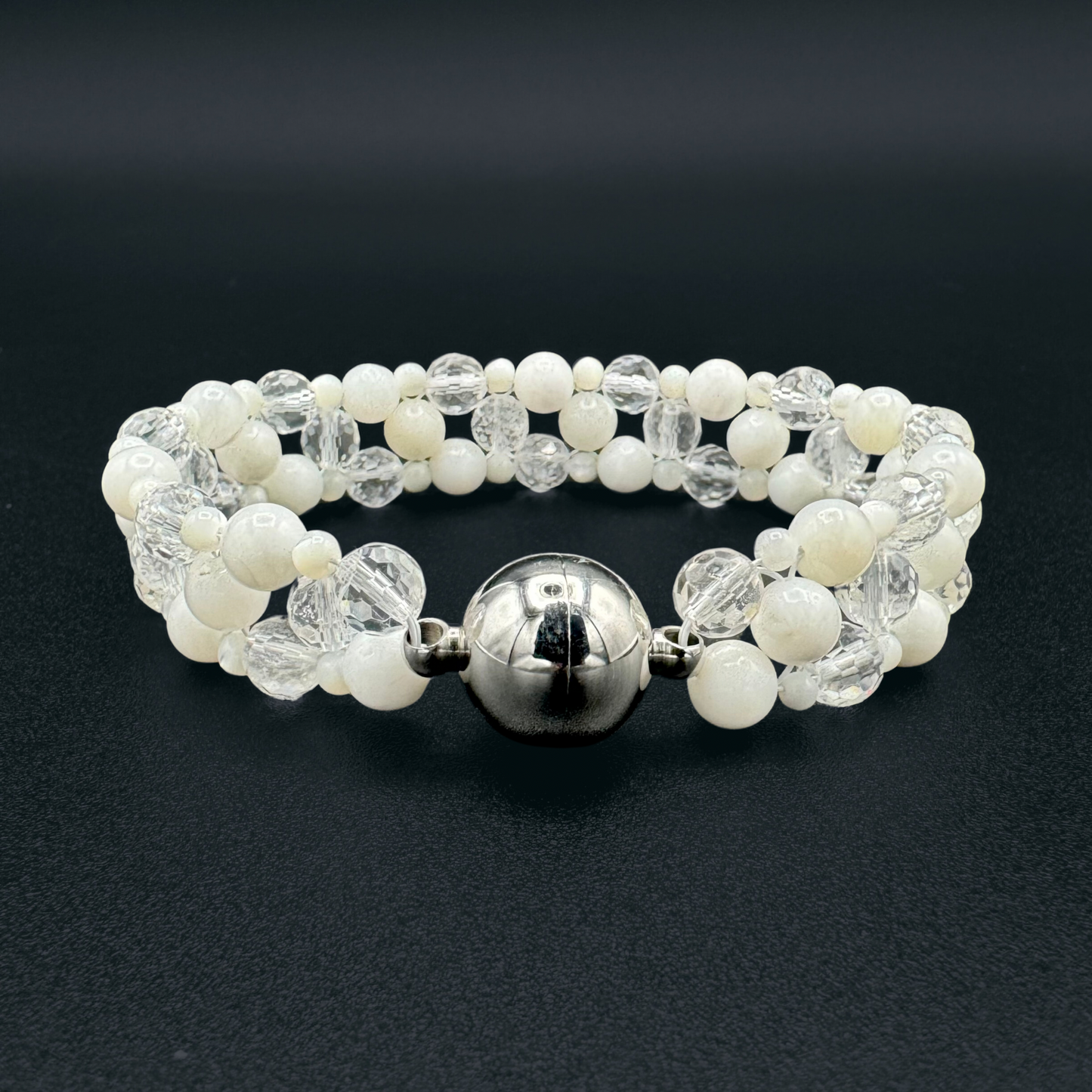 SAHARA S2 Bracelet in White Shell + Clear Quartz