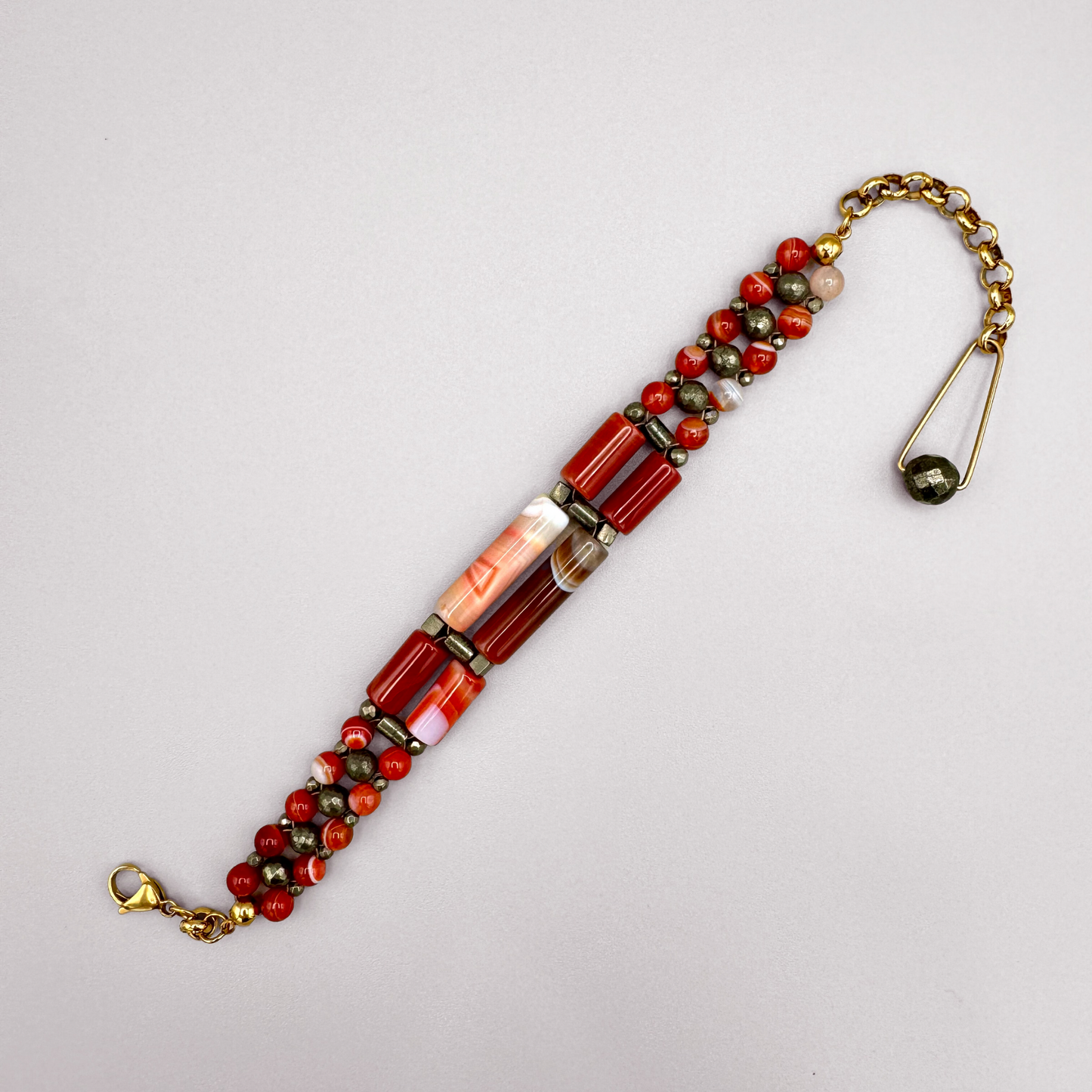 Red Sardonyx + Pyrite Bracelet