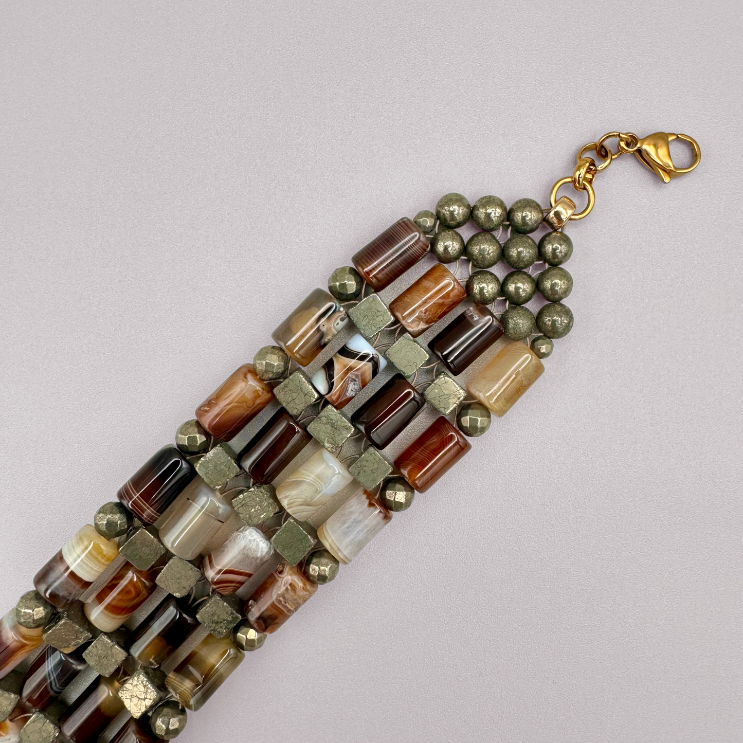 Brown Agate + Pyrite Choker