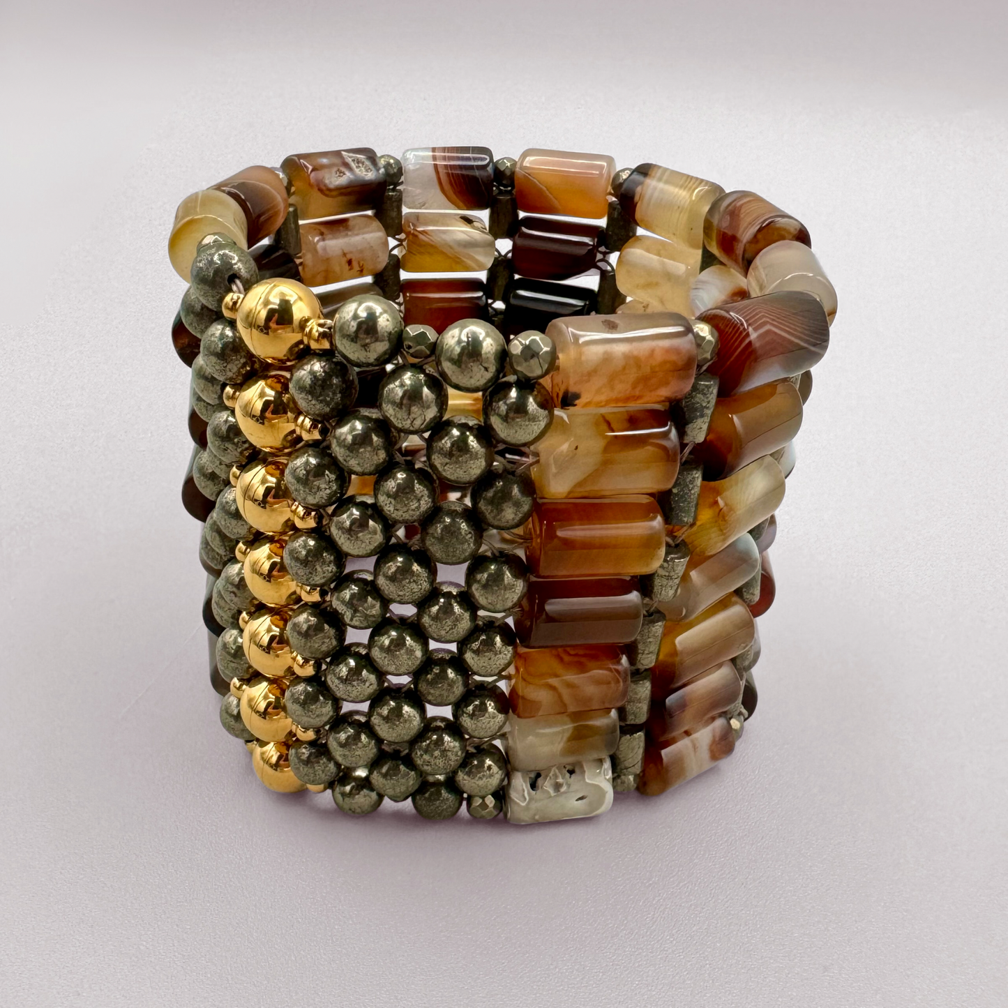 Brown Agate + Pyrite Bracelet