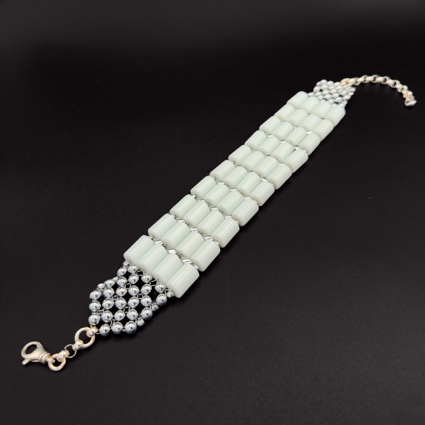 White Jade + Silver Choker