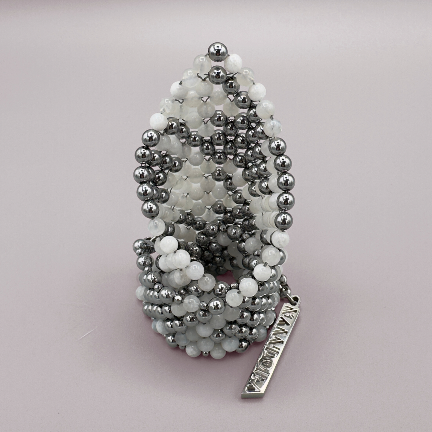 SAHARA S12 Choker in White Moonstone + Silver