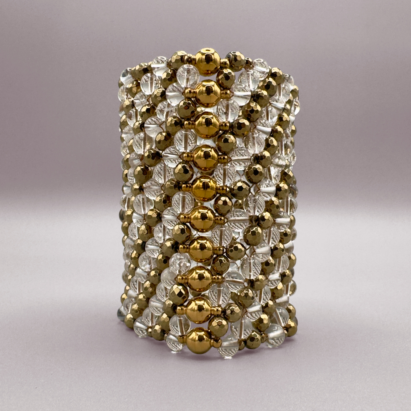SAHARA S8 Bracelet in Clear Quartz + Gold