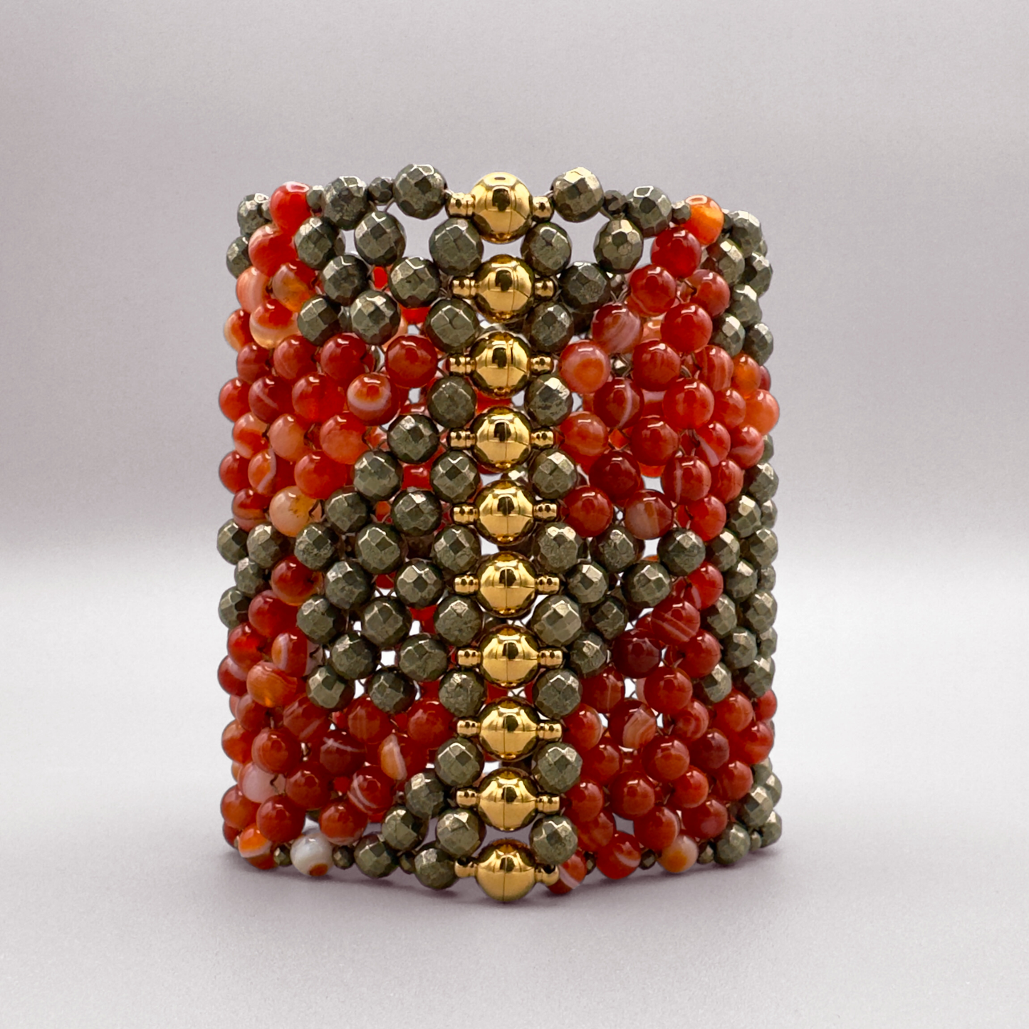 SAHARA S8 Bracelet in Red Sardonyx + Pyrite