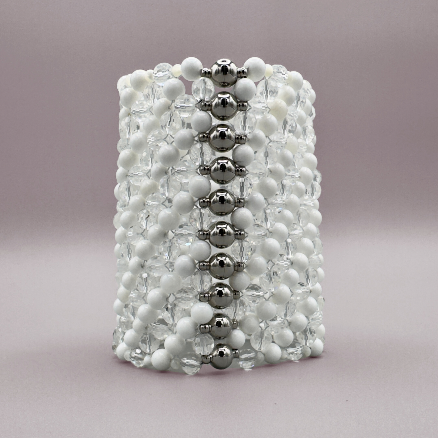 SAHARA S8 Bracelet in White Shell + Clear Quartz