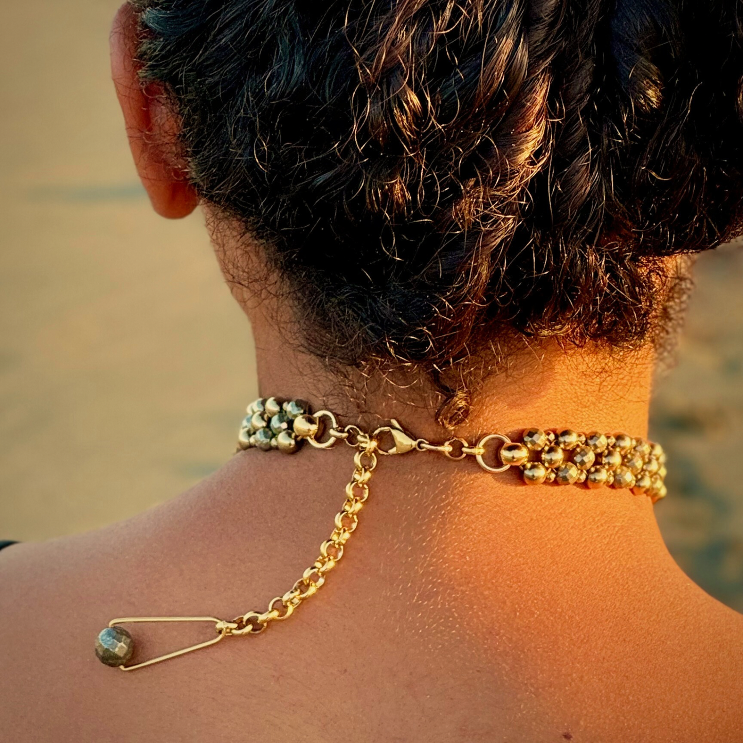 SAHARA S2 Choker in Pyrite + Gold