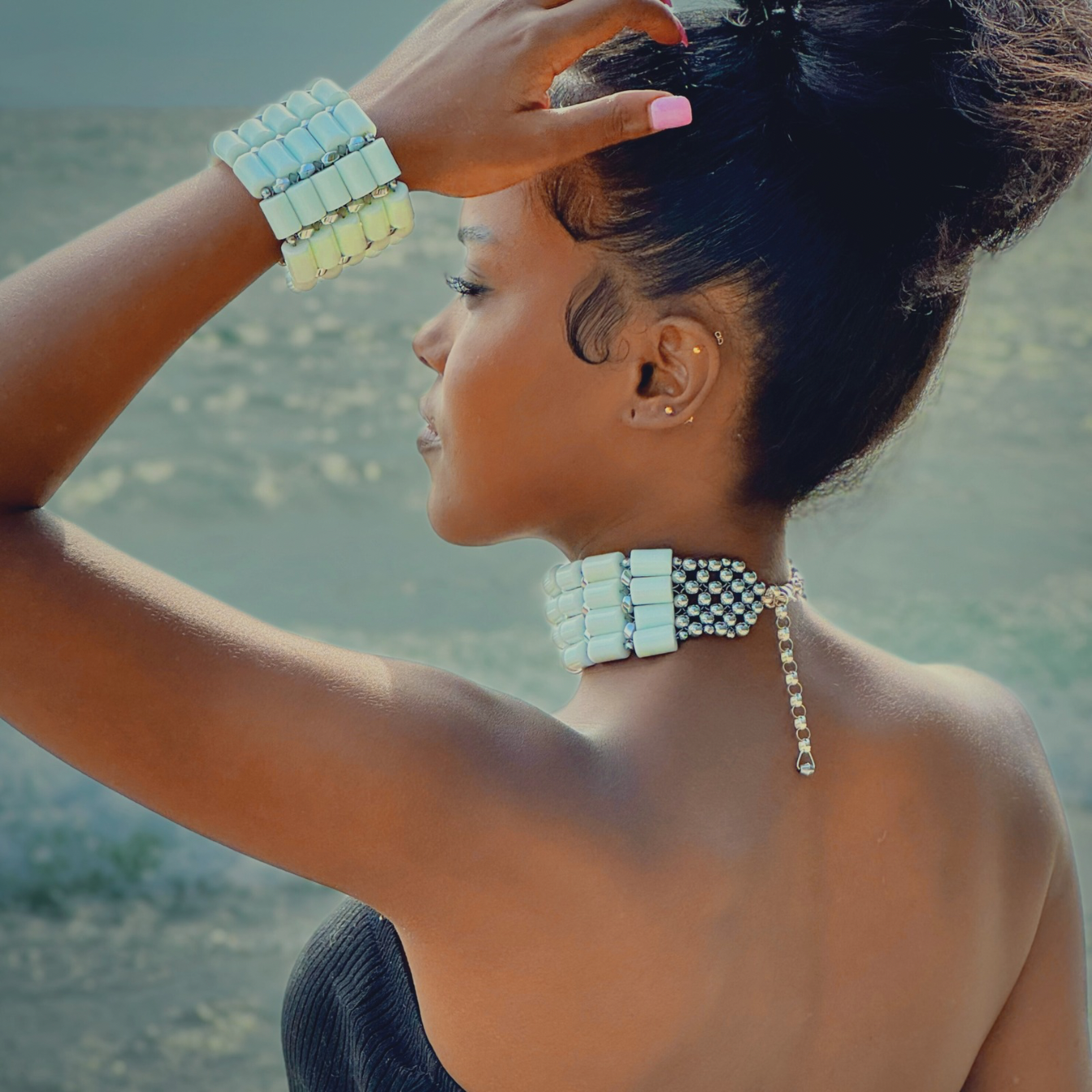 White Jade + Silver Bracelet