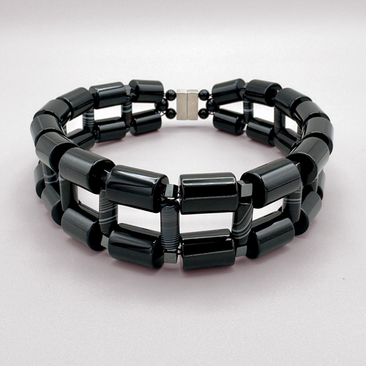 Black Onyx + Black Sardonyx Necklace