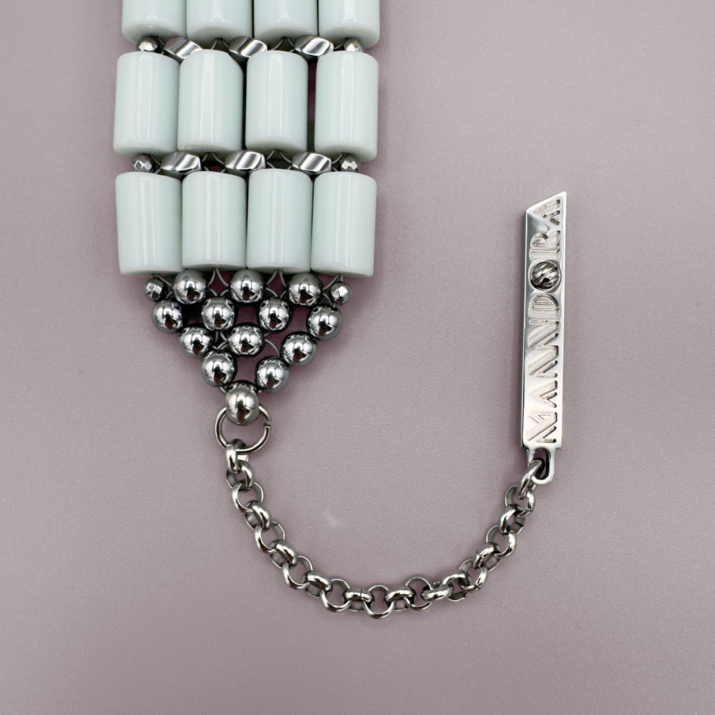 Choker in White Jade + Silver