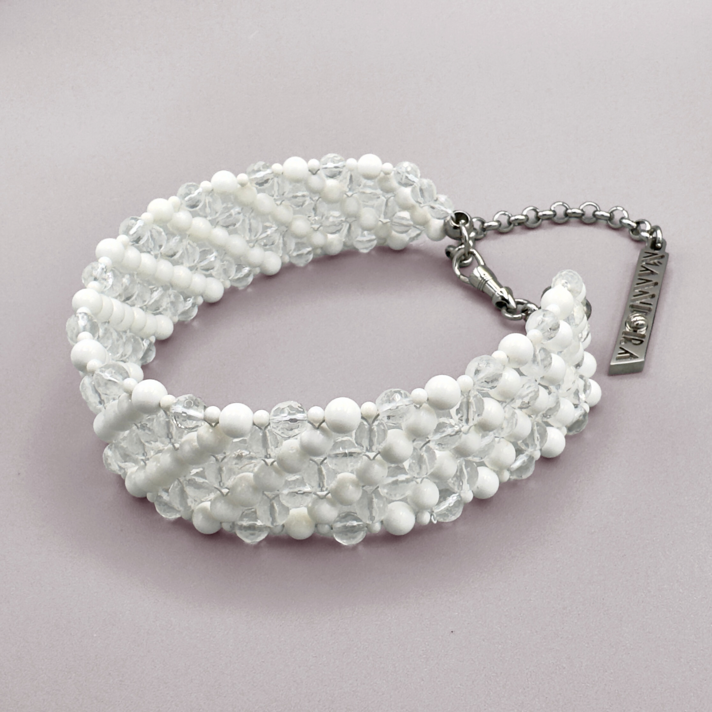 SAHARA S4 Choker in White Shell + Clear Quartz