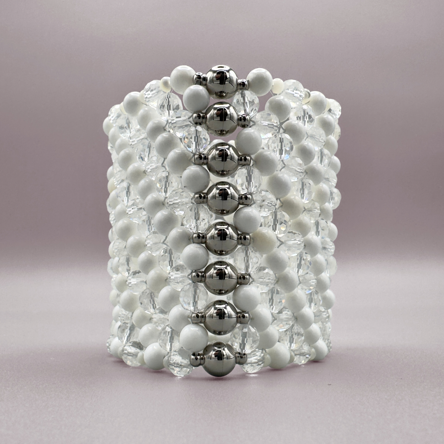 SAHARA S8 Bracelet in White Shell + Clear Quartz