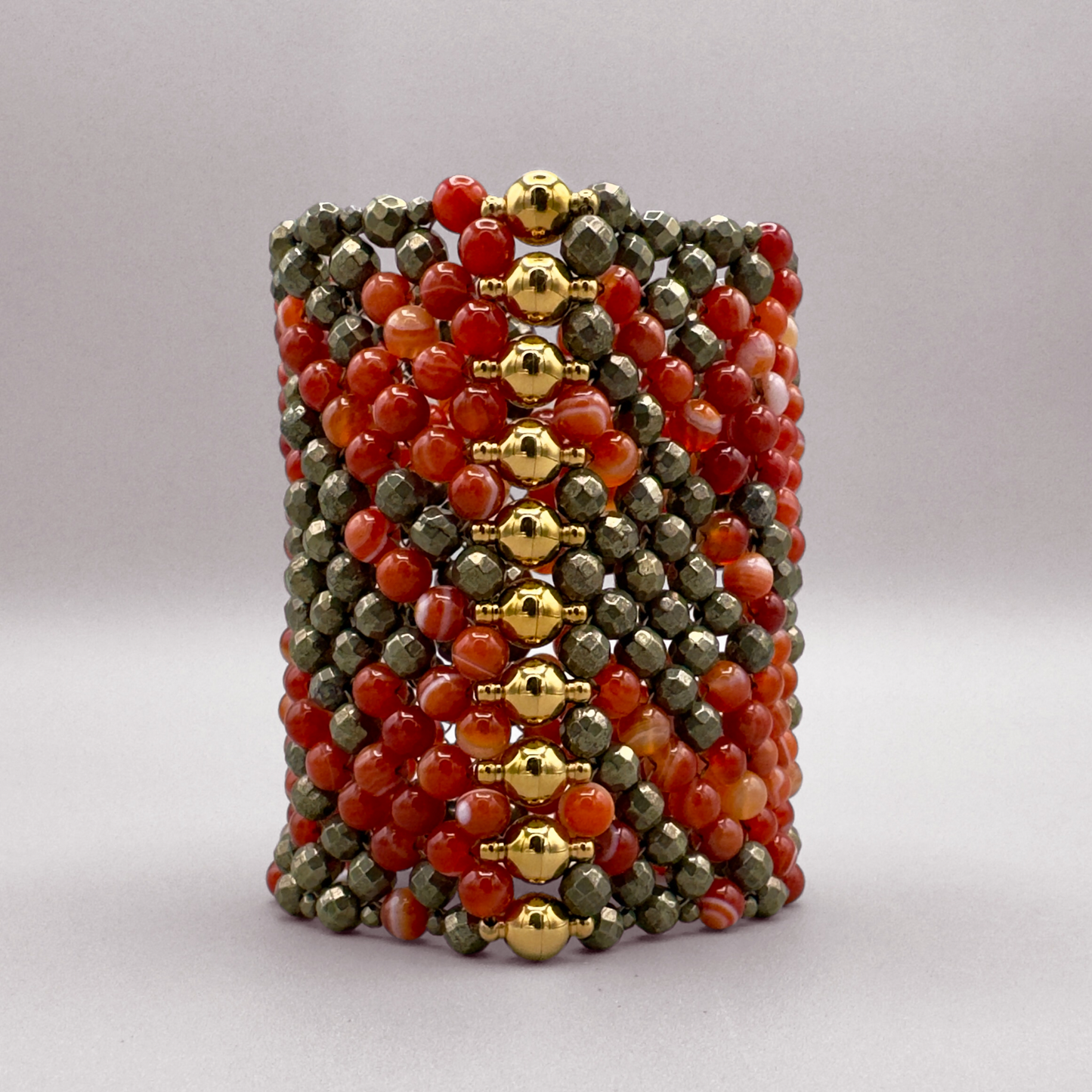 SAHARA S10 Bracelet in Red Sardonyx + Pyrite