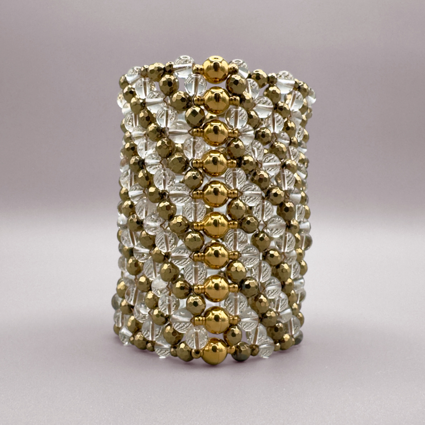 SAHARA S10 Bracelet in Clear Quartz + Gold