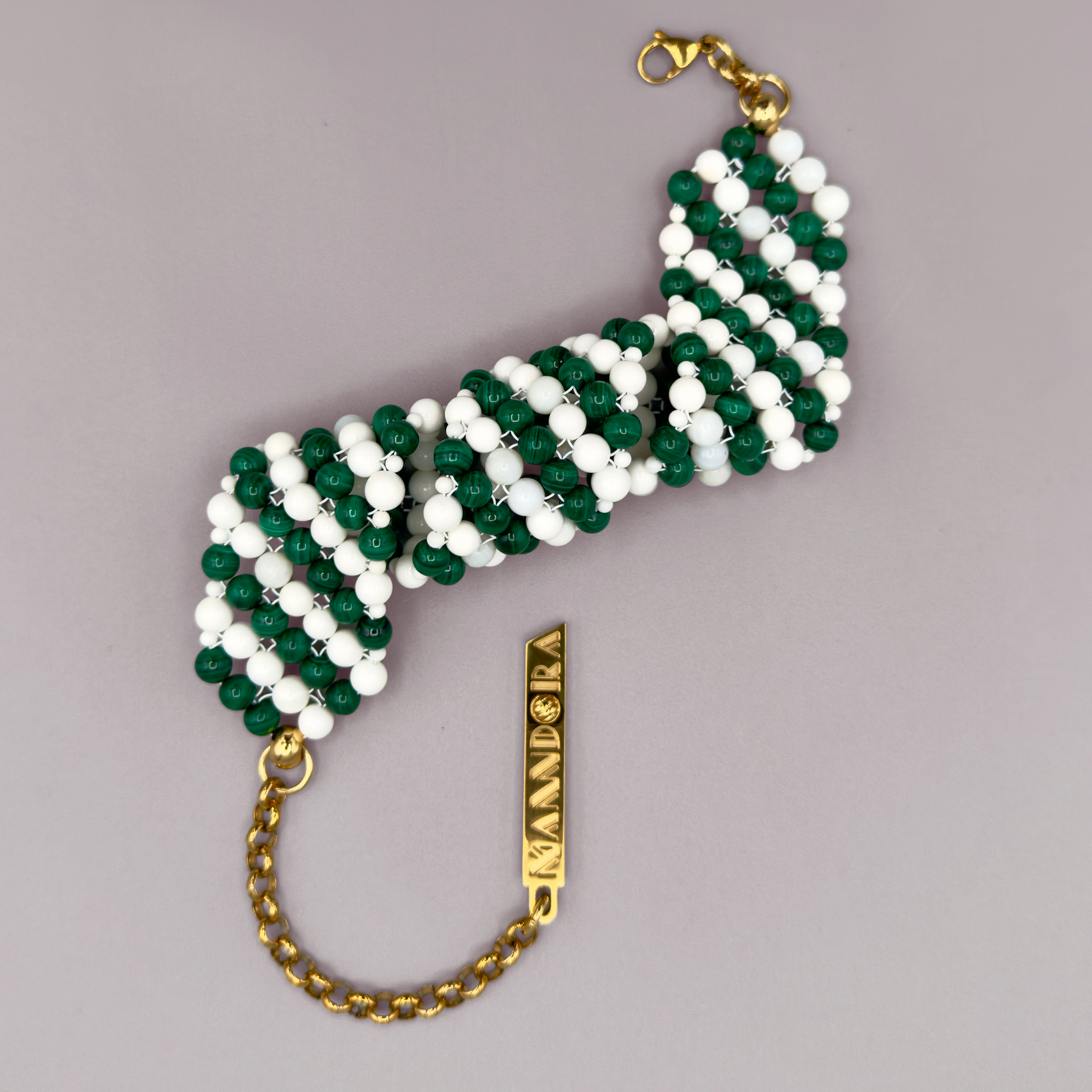 SAHARA S4 Choker in Malachite + White Shell