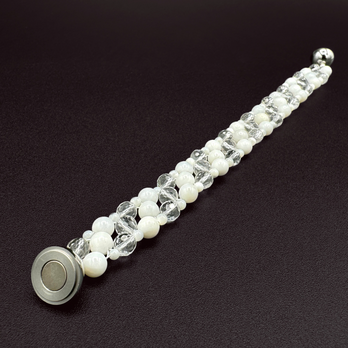 SAHARA S2 Bracelet in White Shell + Clear Quartz