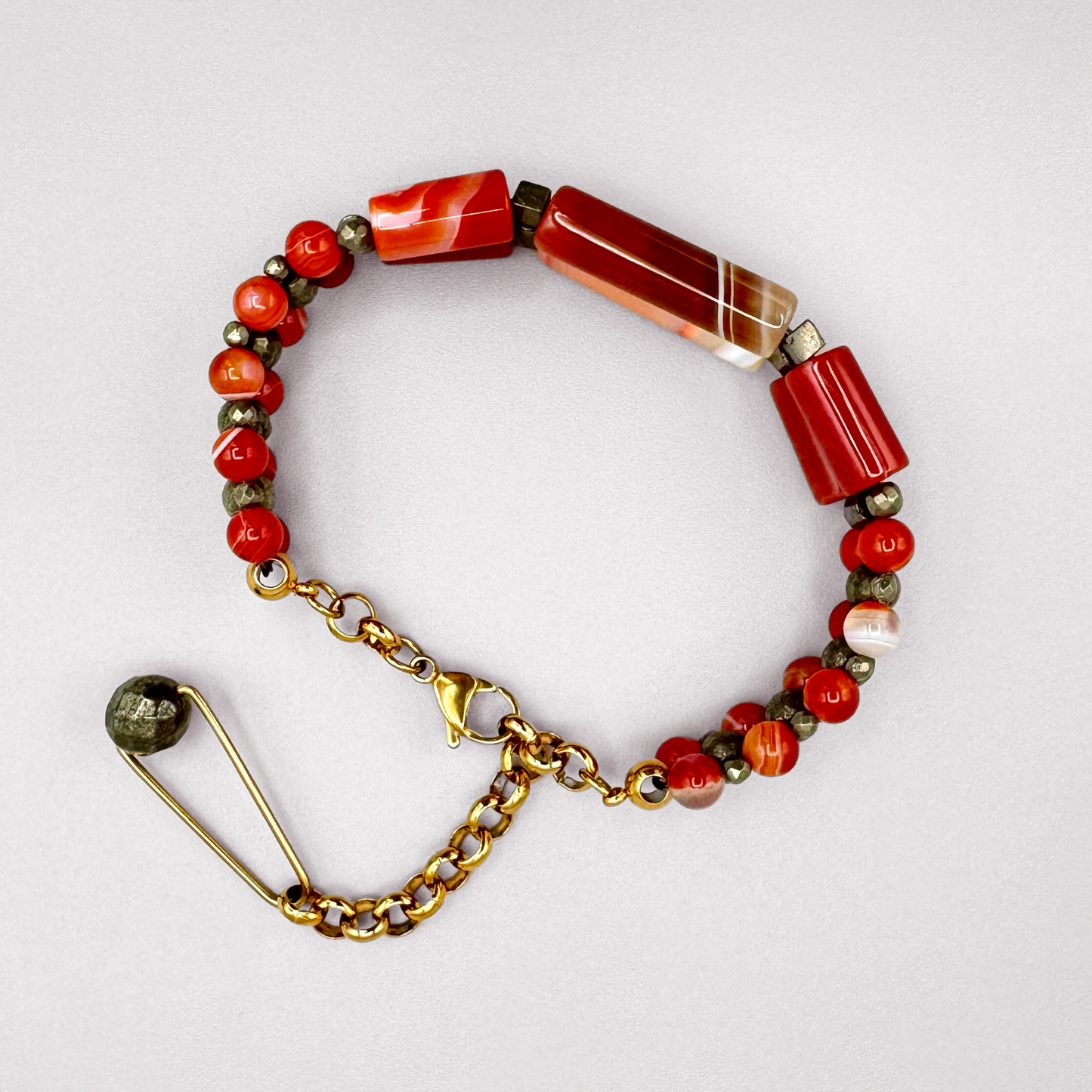 Red Sardonyx + Pyrite Bracelet