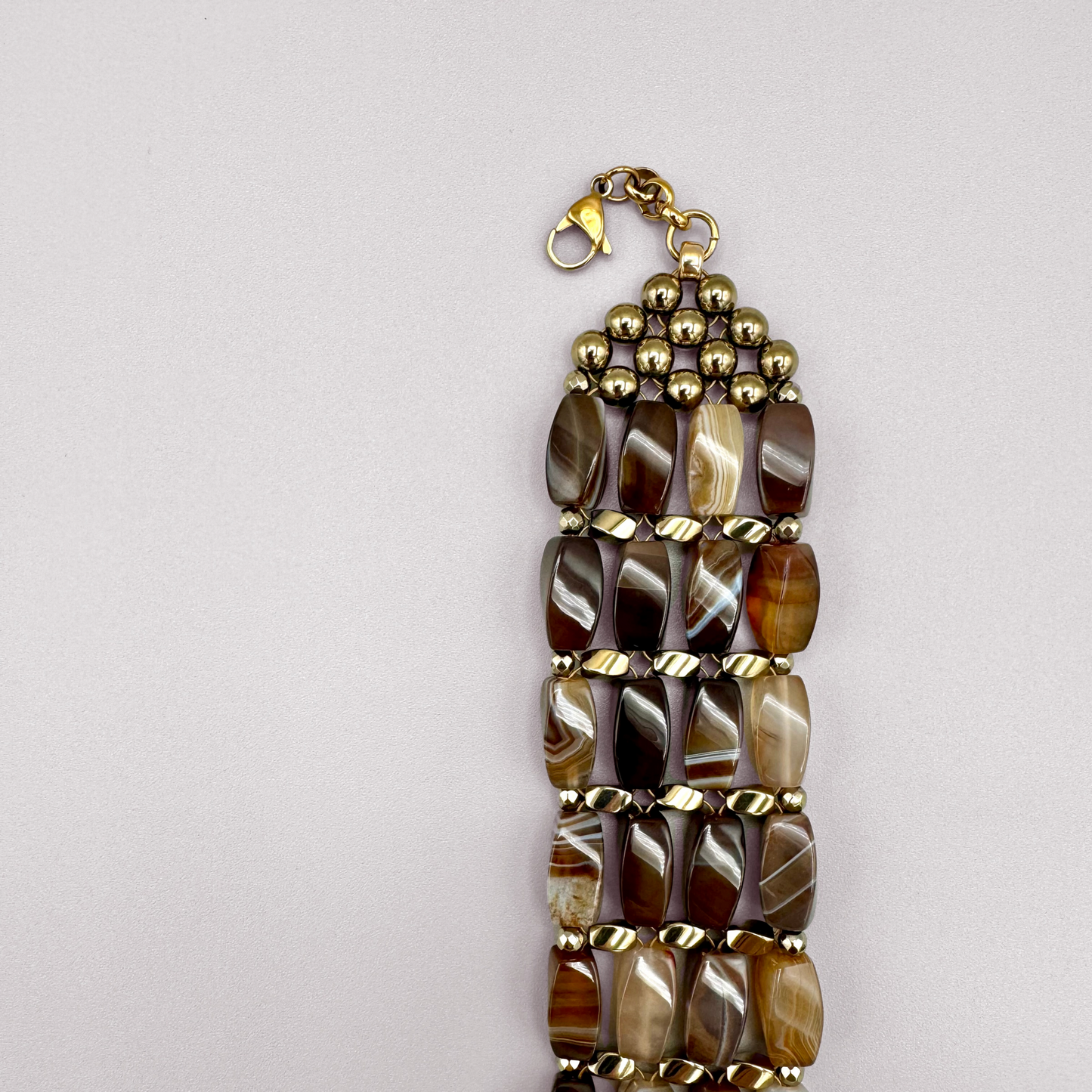 Brown Agate + Gold Choker