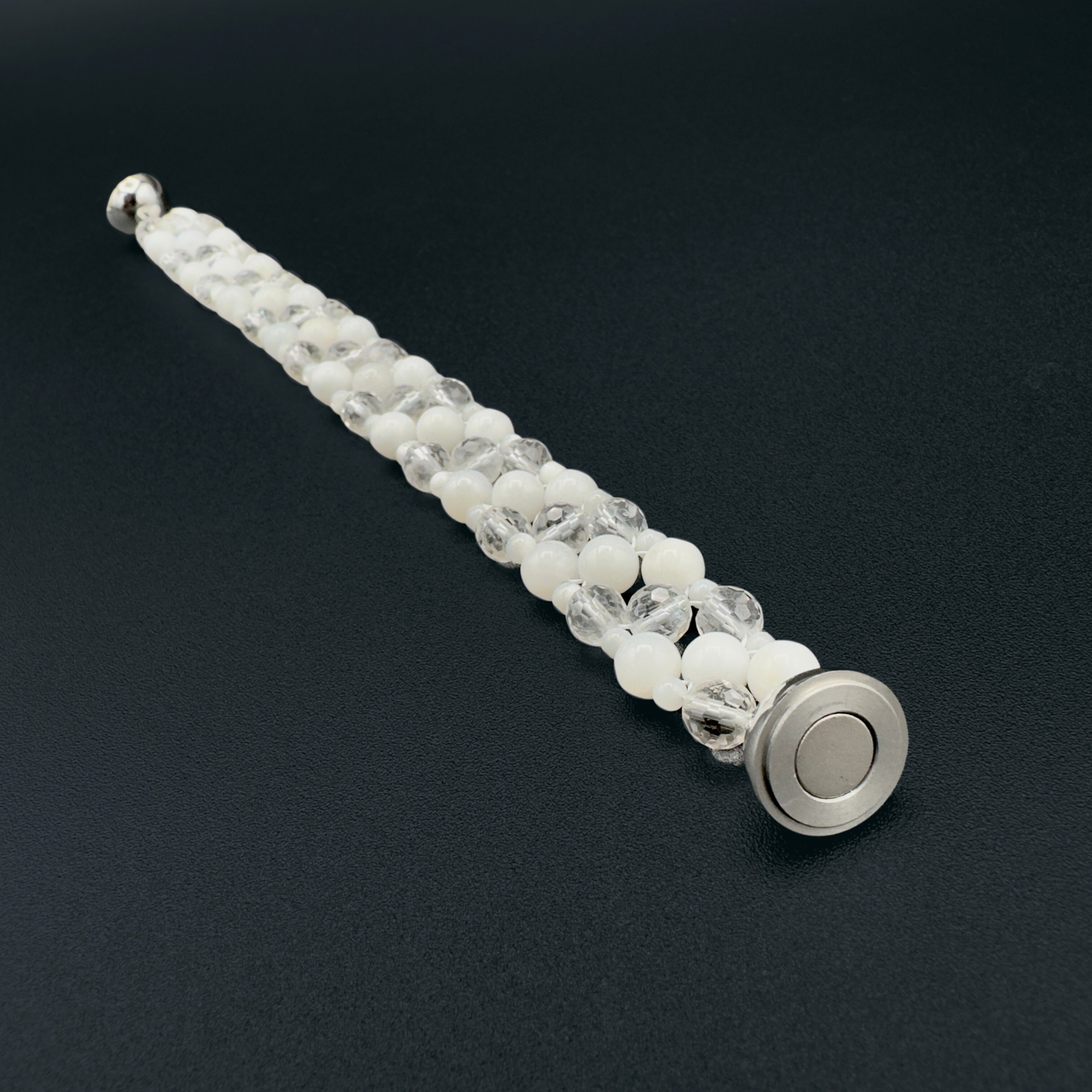 SAHARA S2 Bracelet in White Shell + Clear Quartz