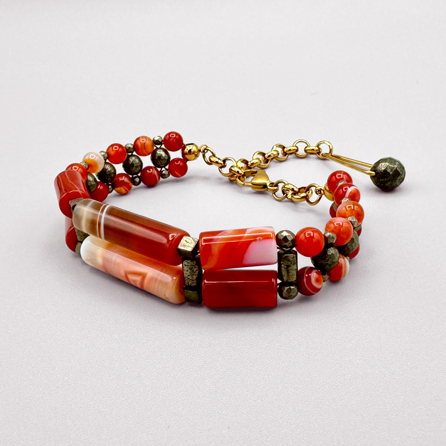 Red Sardonyx + Pyrite Bracelet
