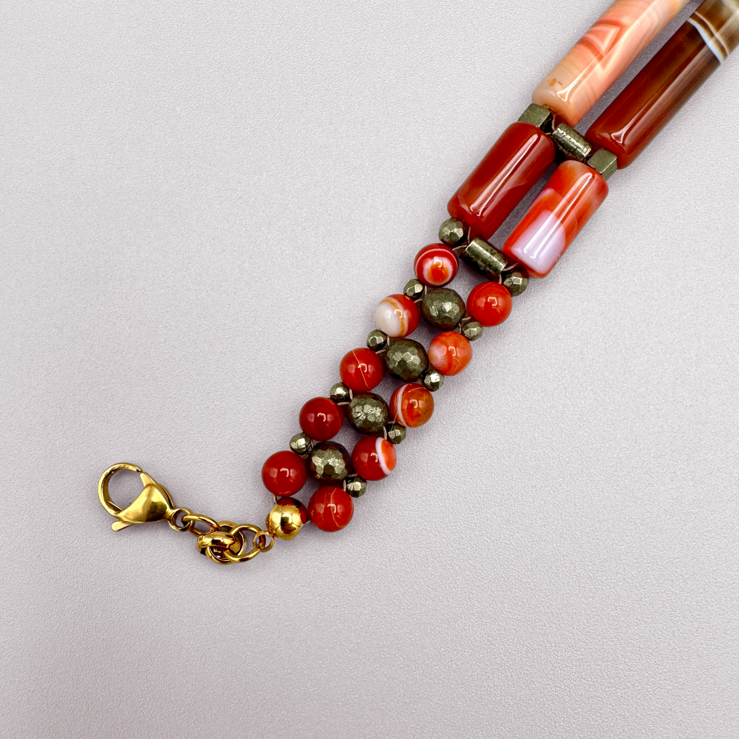 Red Sardonyx + Pyrite Bracelet