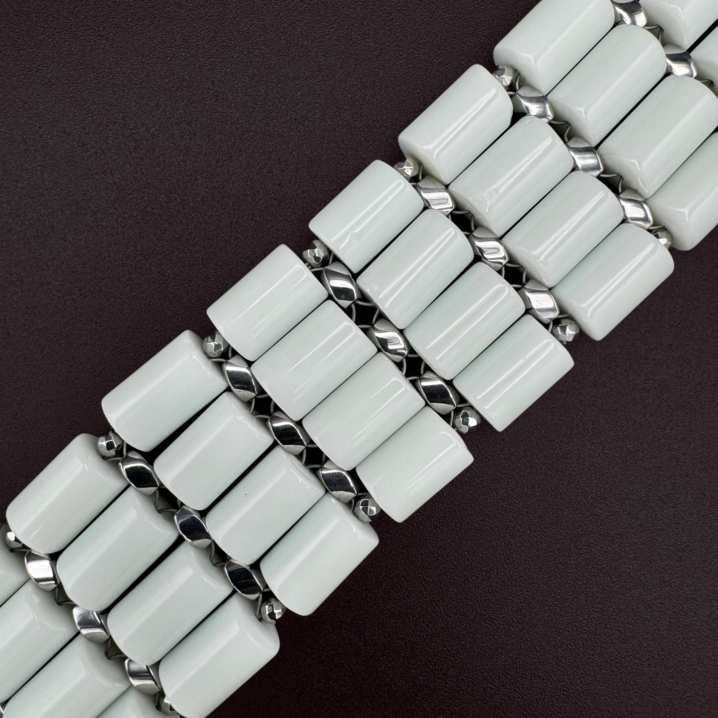 White Jade + Silver Choker