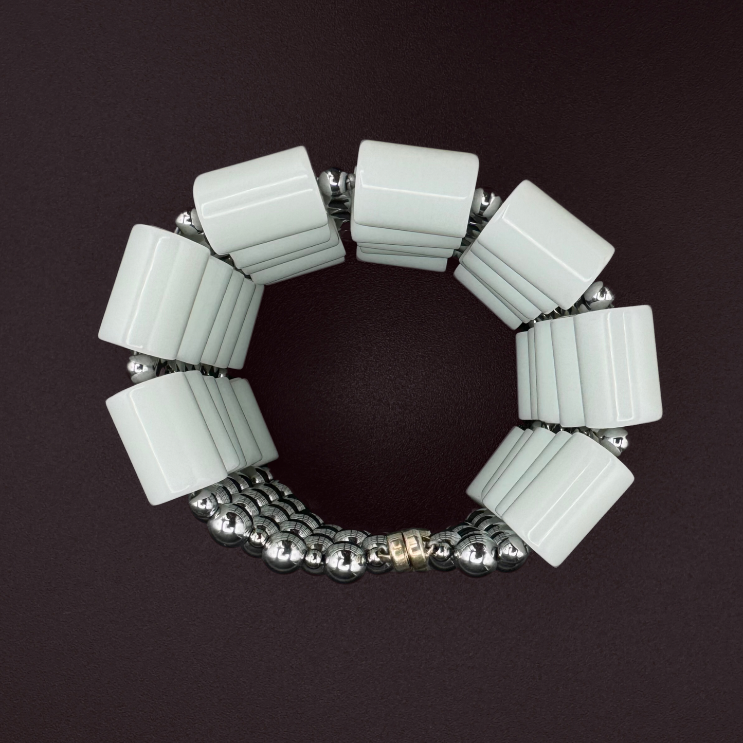White Jade + Silver Bracelet