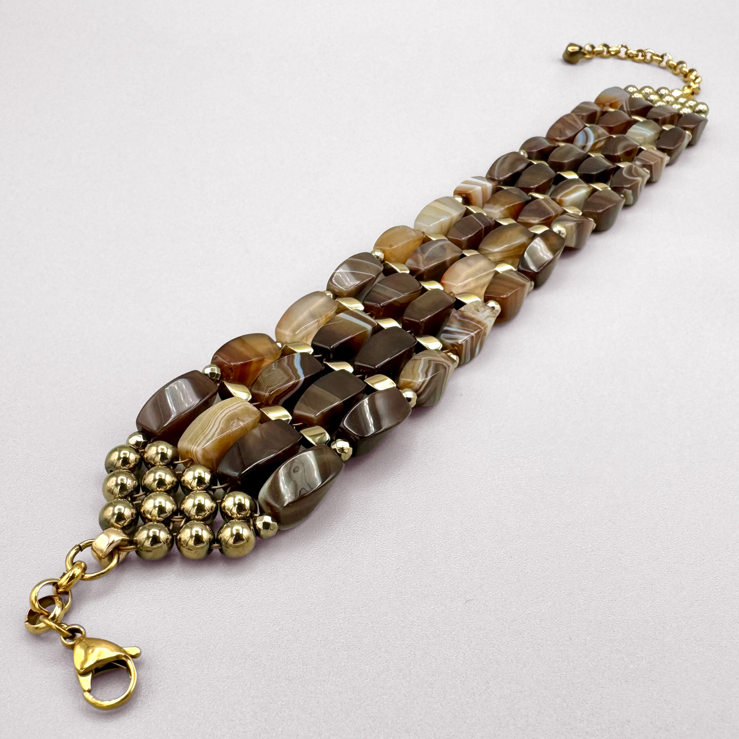 Brown Agate + Gold Choker