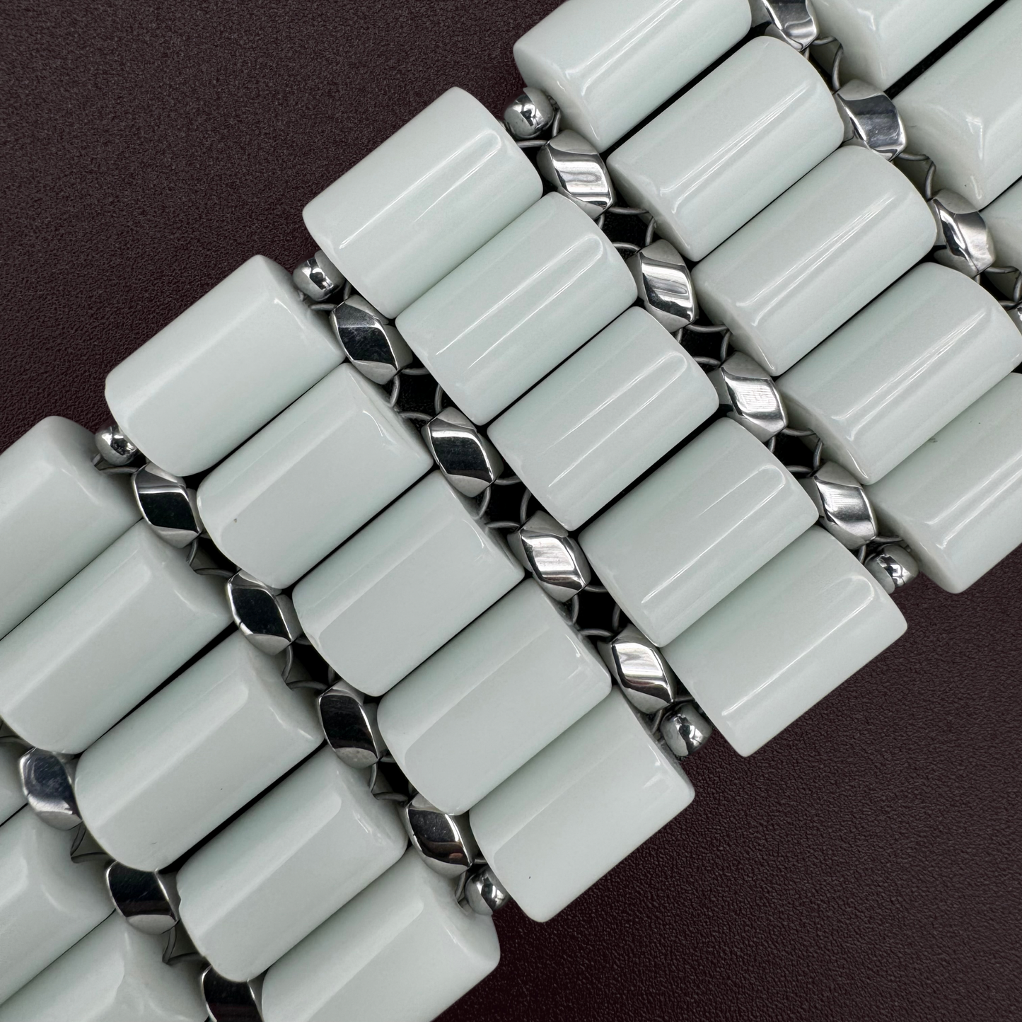 White Jade + Silver Bracelet