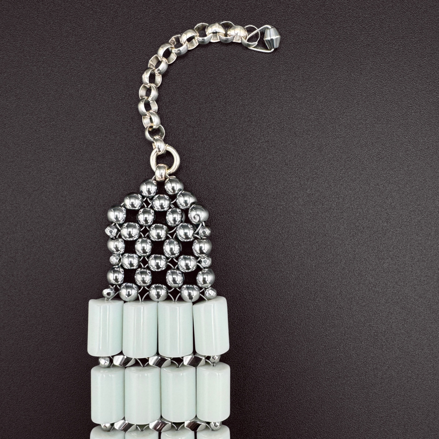 White Jade + Silver Choker