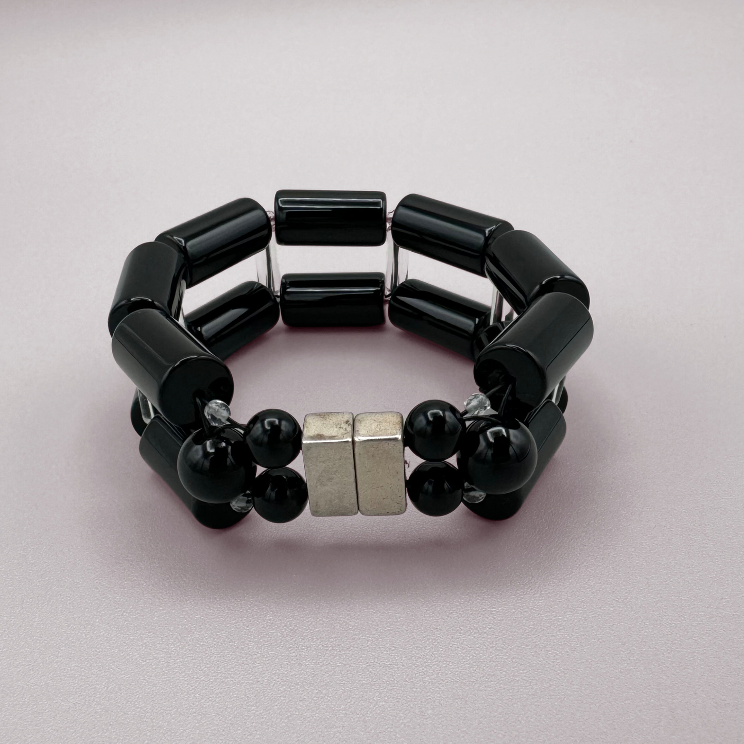 Black Onyx + Clear Quartz Bracelet