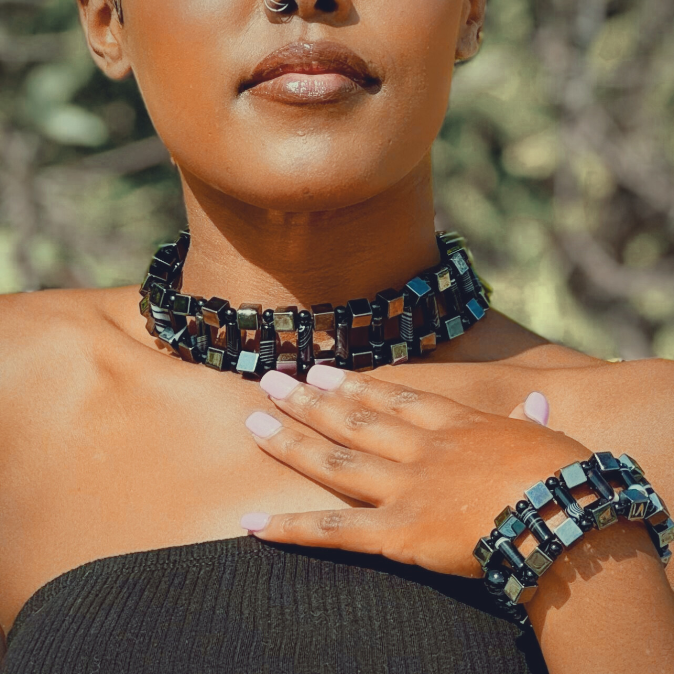Hematite + Black Sardonyx Necklace
