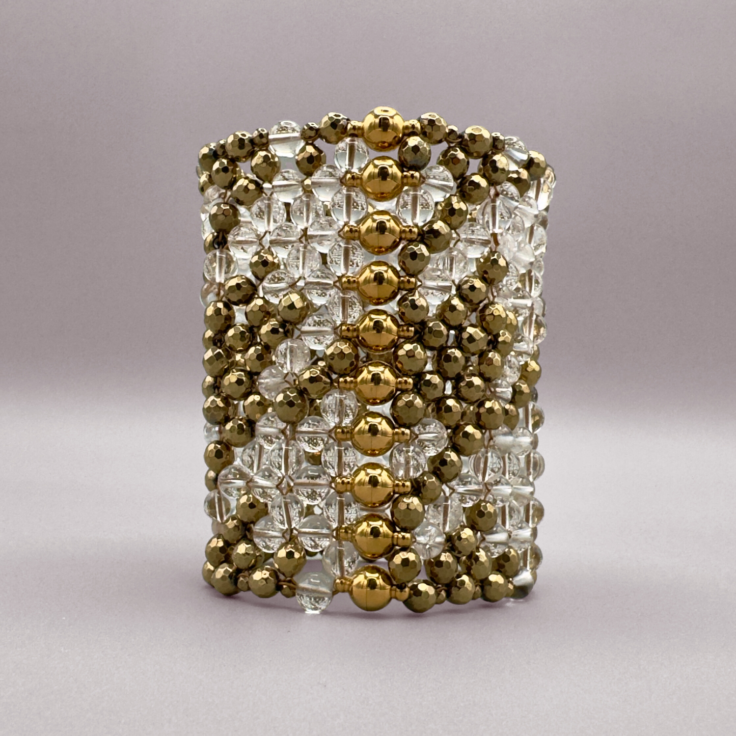 SAHARA S8 Bracelet in Clear Quartz + Gold