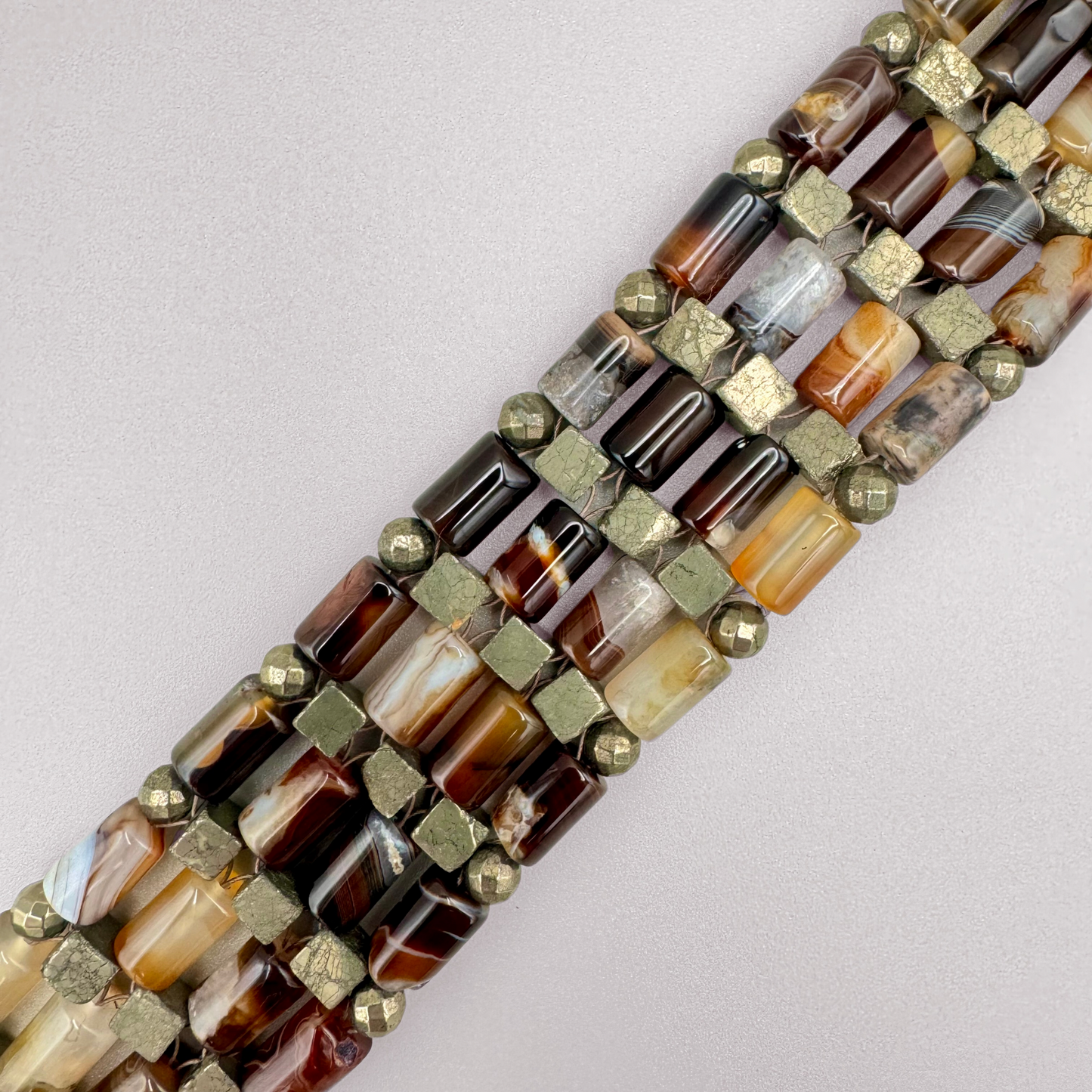 Brown Agate + Pyrite Choker