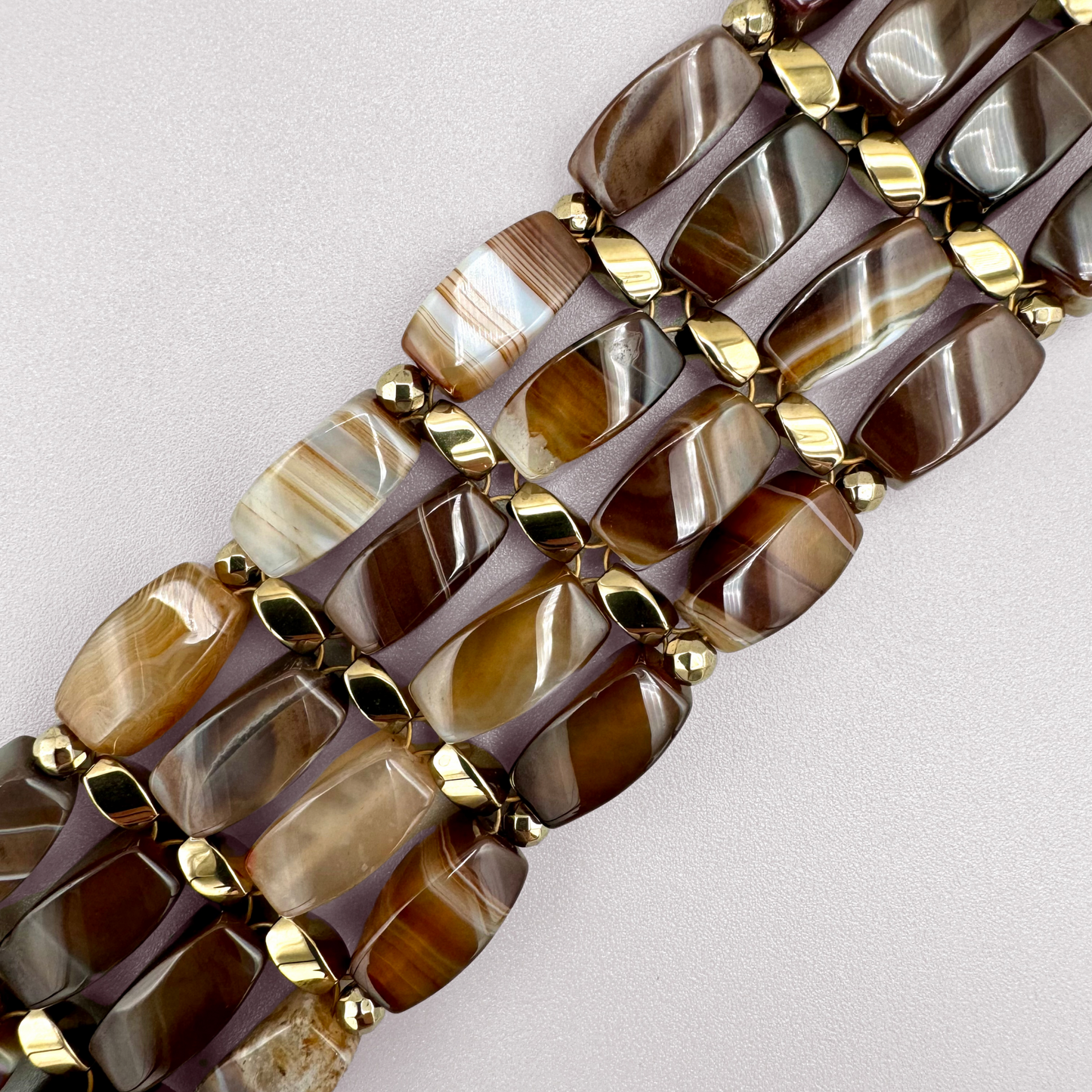 Brown Agate + Gold Choker