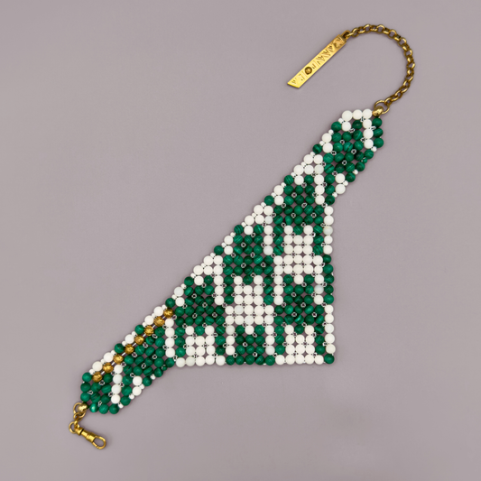 SAHARA S13 Choker in Malachite + White Shell