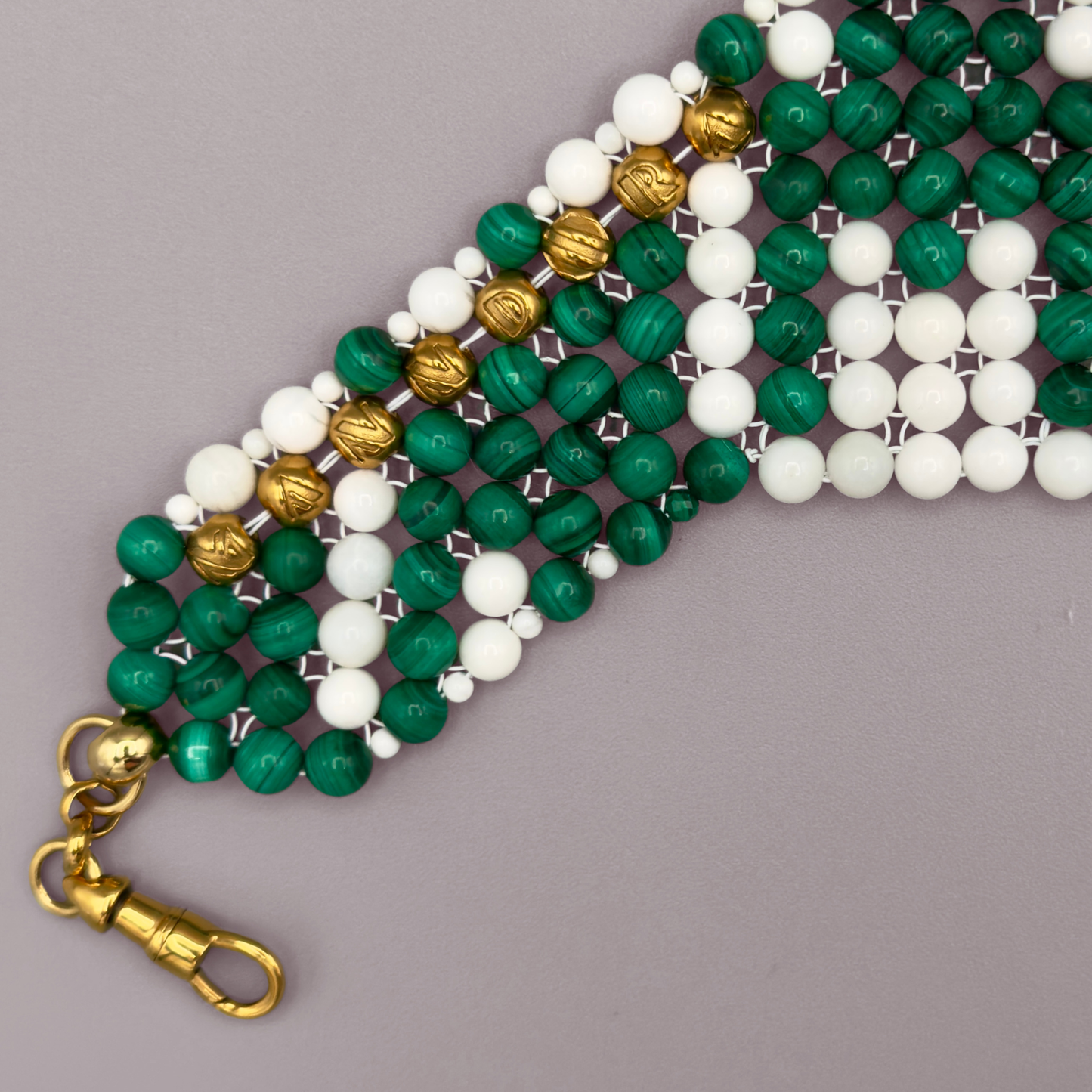 SAHARA S13 Choker in Malachite + White Shell