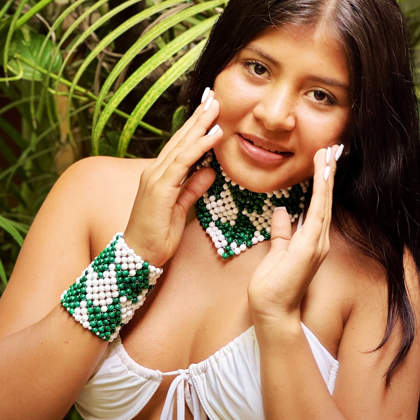 SAHARA S10 Bracelet in Malachite + White Shell