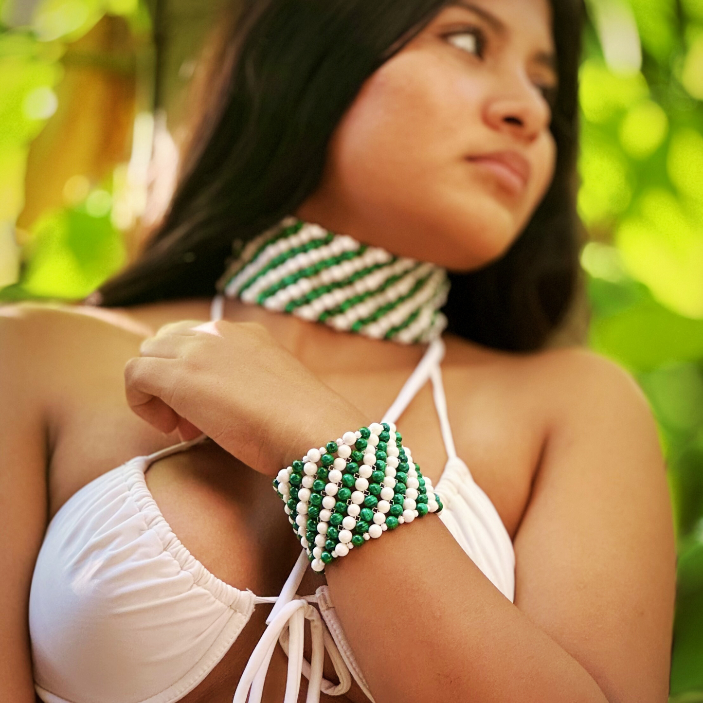 SAHARA S6 Bracelet in Malachite + White Shell