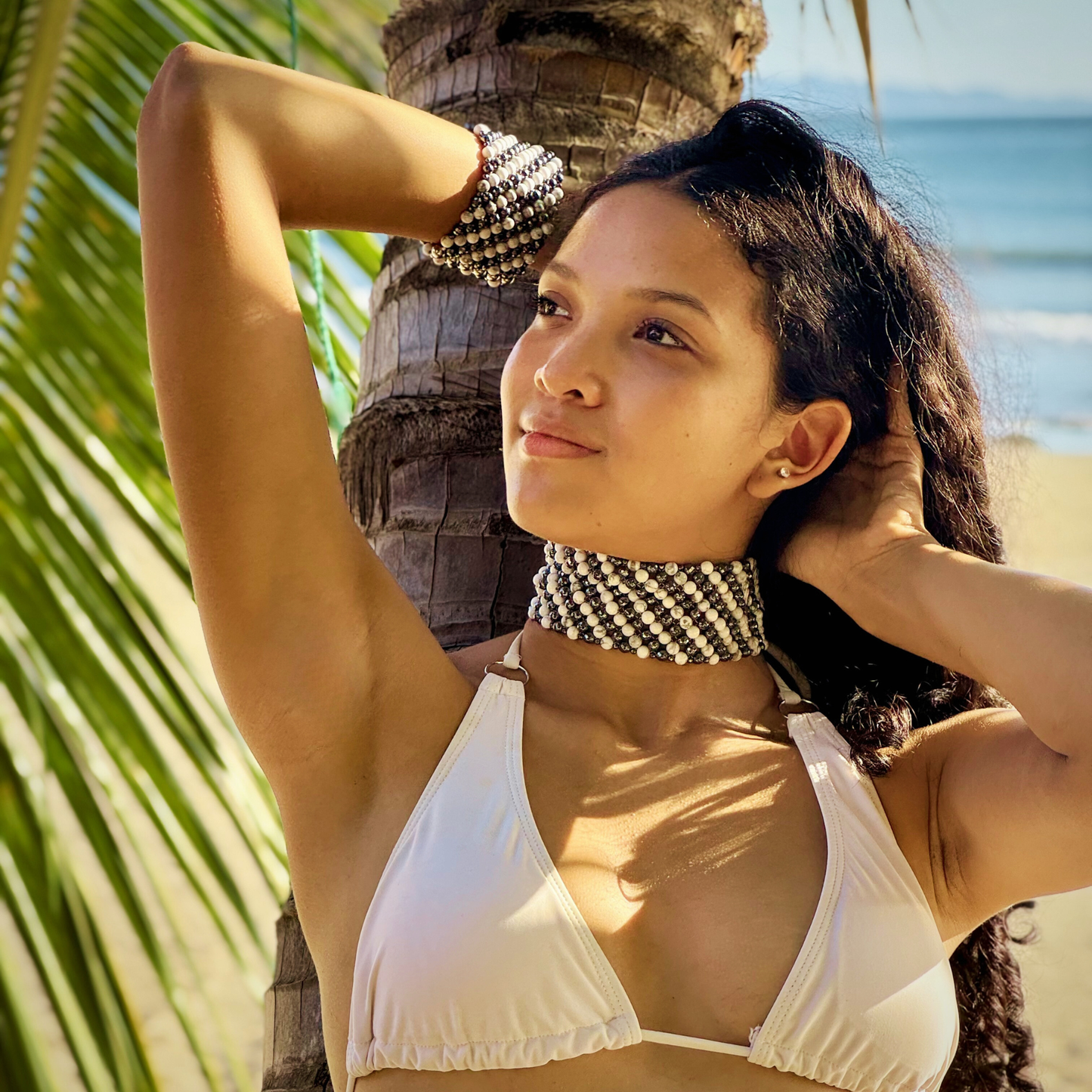 SAHARA S6 Choker in Howlite + Hematite