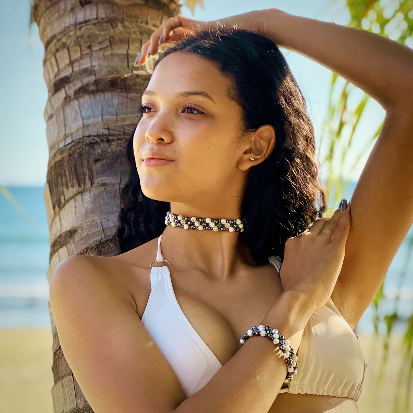 SAHARA S2 Choker in Howlite + Hematite