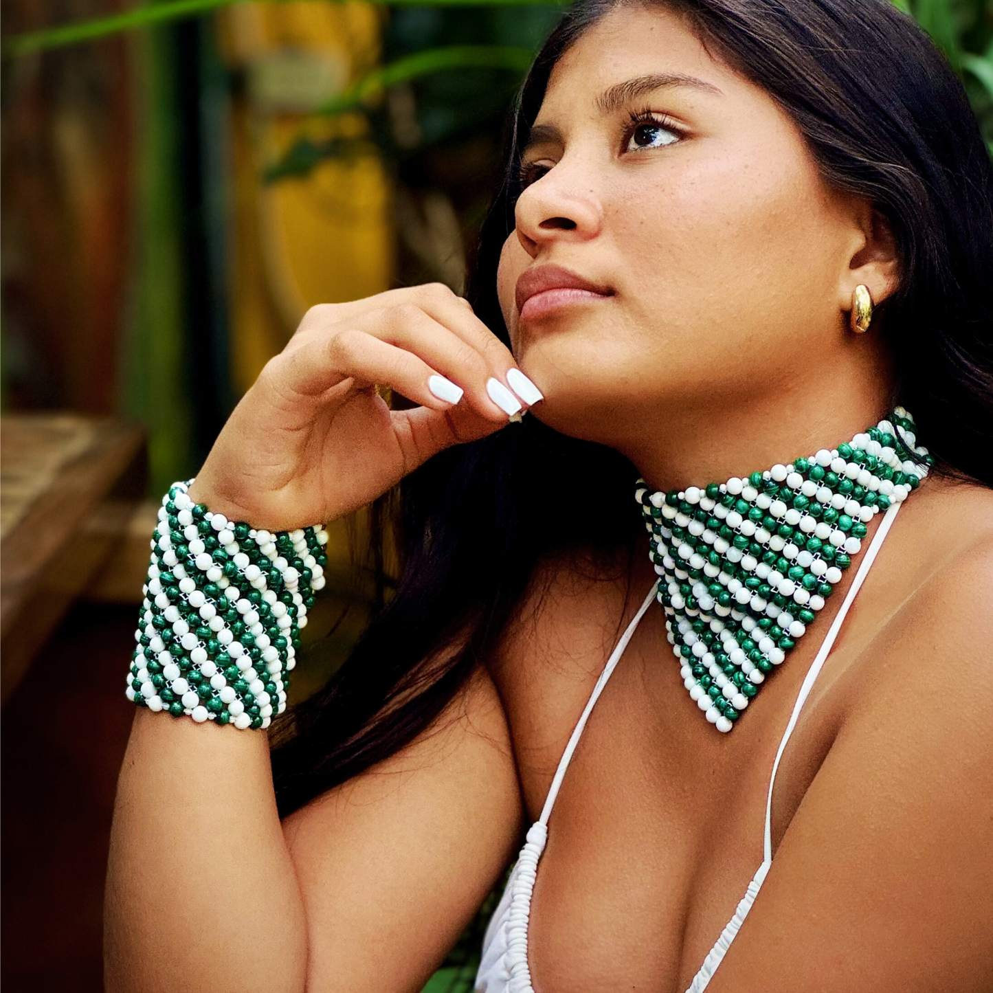 SAHARA S10 Bracelet in Malachite + White Shell