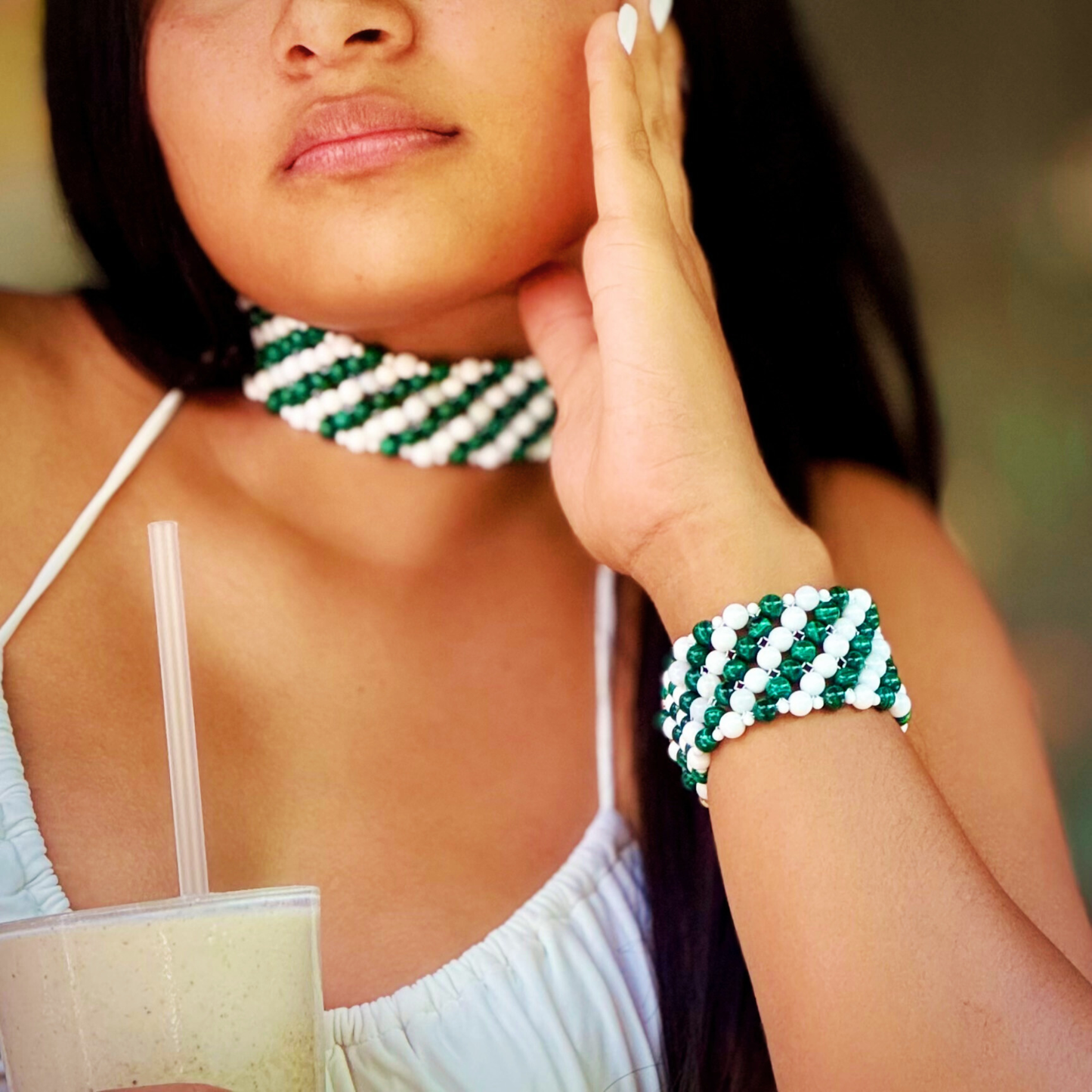 SAHARA S4 Bracelet in Malachite + White Shell