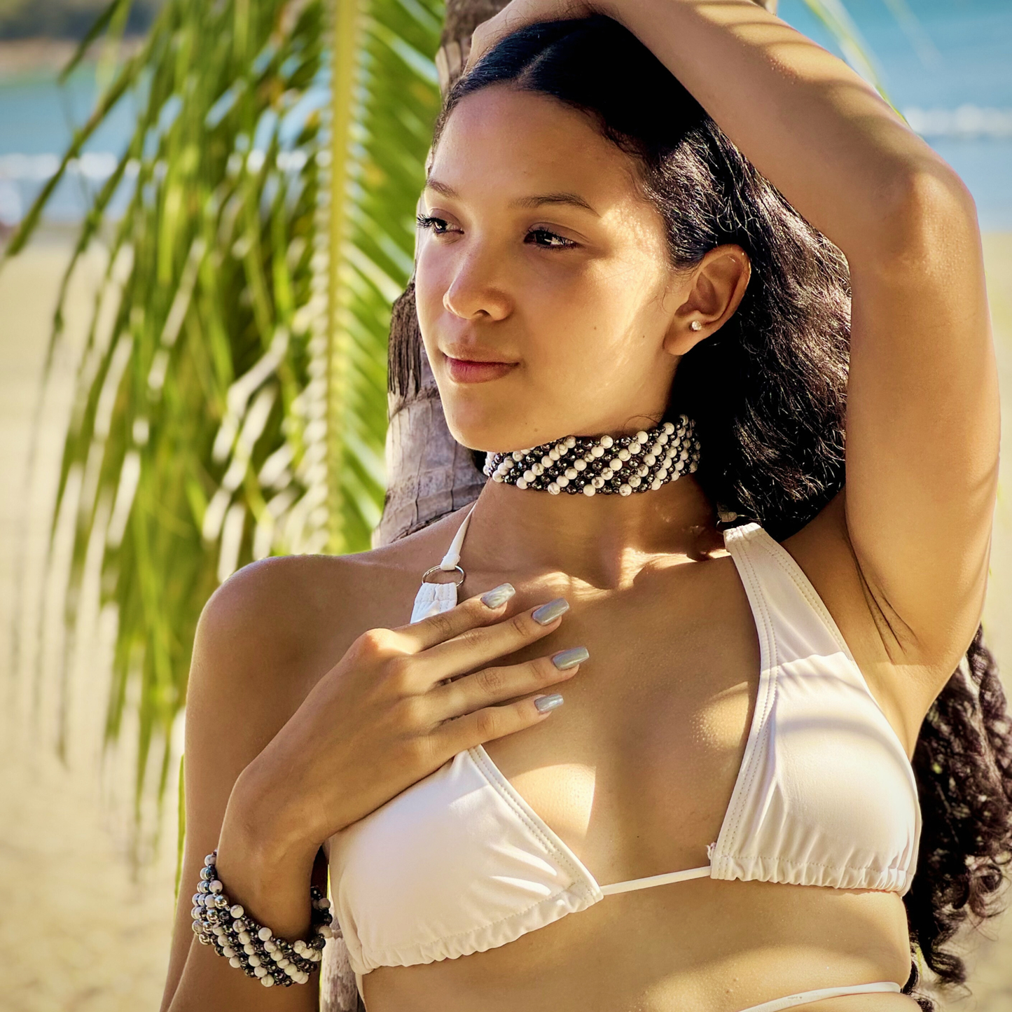 SAHARA S4 Choker in Howlite + Hematite