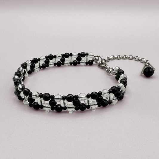 SAHARA S2 Choker in Black Onyx + Clear Quartz