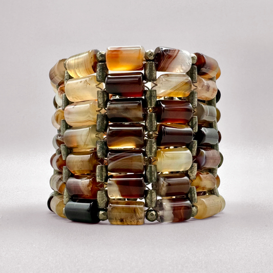 Brown Agate + Pyrite Bracelet