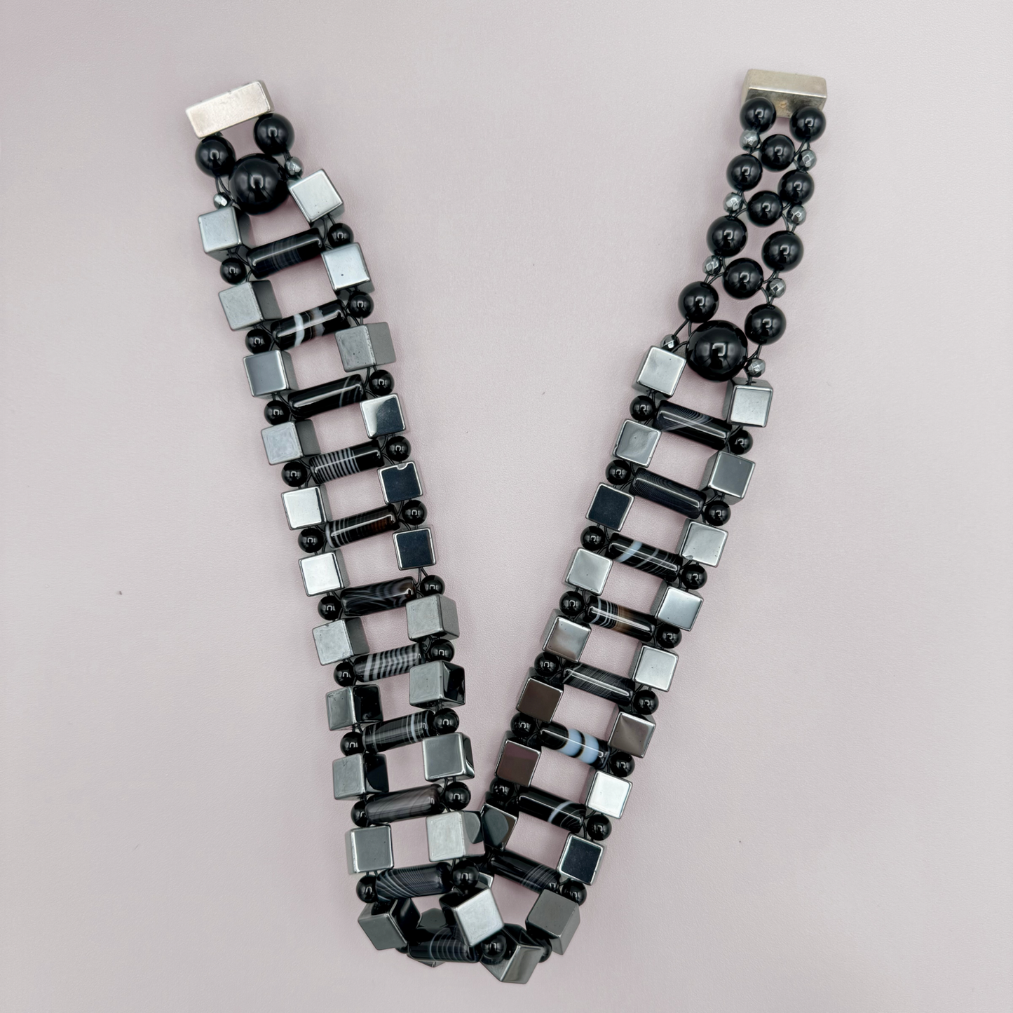 Hematite + Black Sardonyx Necklace
