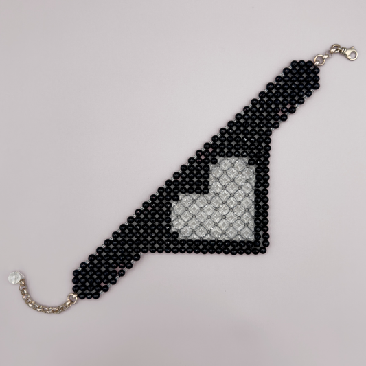 SAHARA S12 Heart Choker in Black Onyx + Clear Quartz