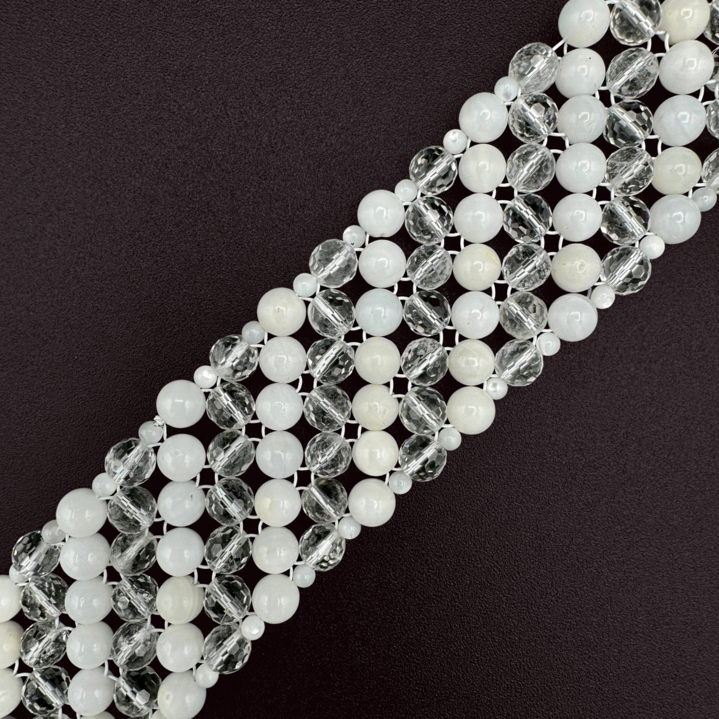 SAHARA S4 Bracelet in White Shell + Clear Quartz